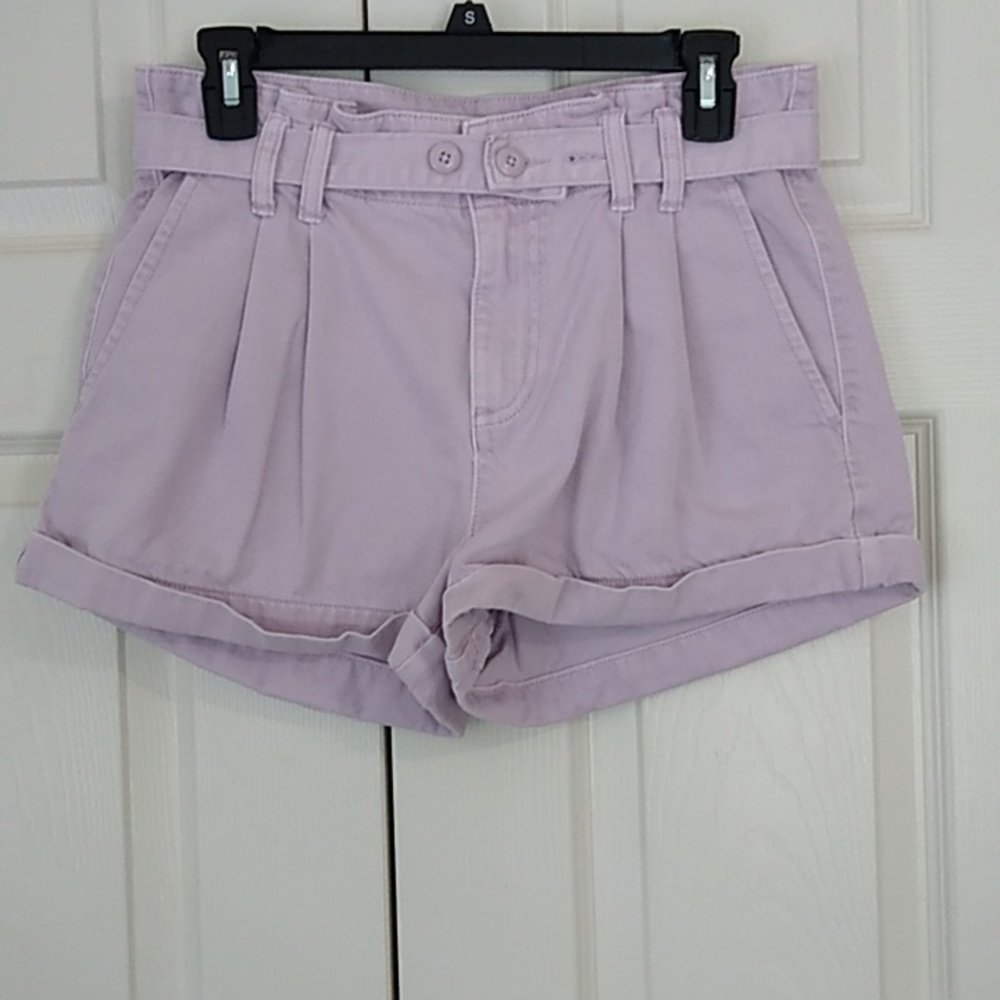 American Eagle Outfitters Paper Bag Belted Lavender Mom Shorts